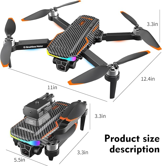 Drone with Camera for Adult Beginners and Kids,Foldable FPV,Brushless Motor,One Key Take Off/Land, Optical Flow Positioning, 360° Flip, Waypoint Fly,2Battery,Gift for adults,kids,beginners