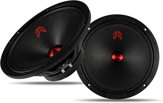 MX80P1 Midrange Loudspeaker 8" Red Dust Cap, 480W Max, 4 Ohms, Premium Quality Audio Door Speakers for Car or Truck Stereo Sound System, Black (2 Speaker)