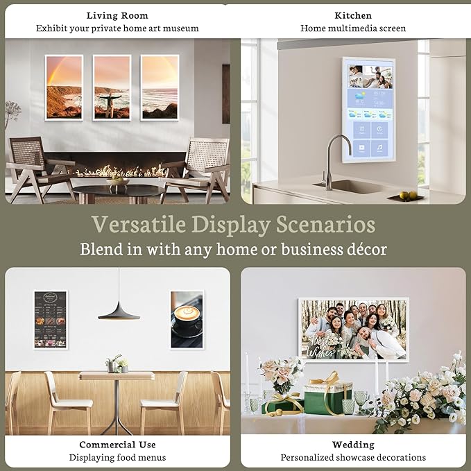 BSIMB Large Digital Picture Frame 21.5 Inch, 64GB Touchscreen 1920x1080 FHD WiFi Digital Photo Frame Electronic Remote Control, Share Pictures/Videos via App/USB/SD Easy Setup Gifts for Mom, White