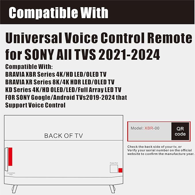 Universal Voice Remote Control for Sony Bravia TV Remote Control Replacement for Google Android Smart TV Bravia XR 3 7 8 9 KD X77L X80K X85K X90K A80K S30 Series Controller 2019-2025