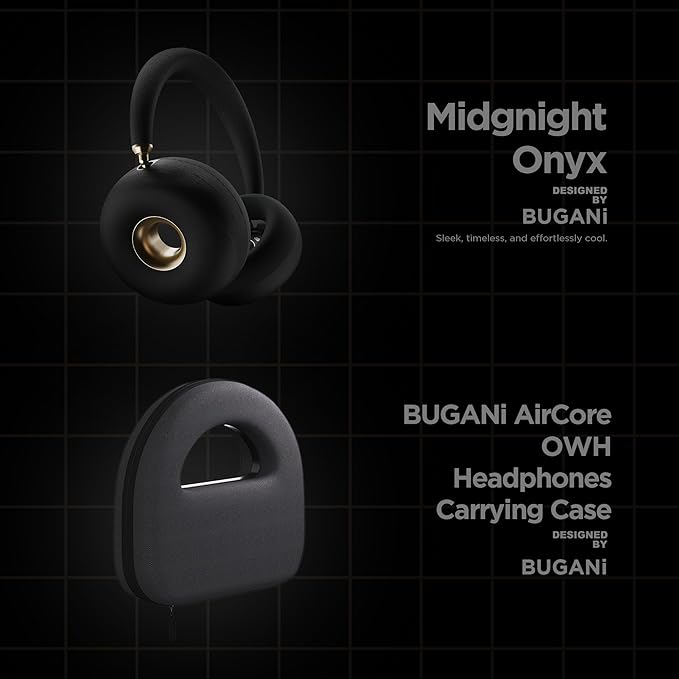 BUGANI AirCore Open-Ear Wireless Headphones: Bluetooth 5.3 Over-Ear Headset with Removable Noise-Canceling Ear Caps, Dual-Driver HiFi Sound, 24H Battery Life Comfortable Fit, Type-C Fast Charging