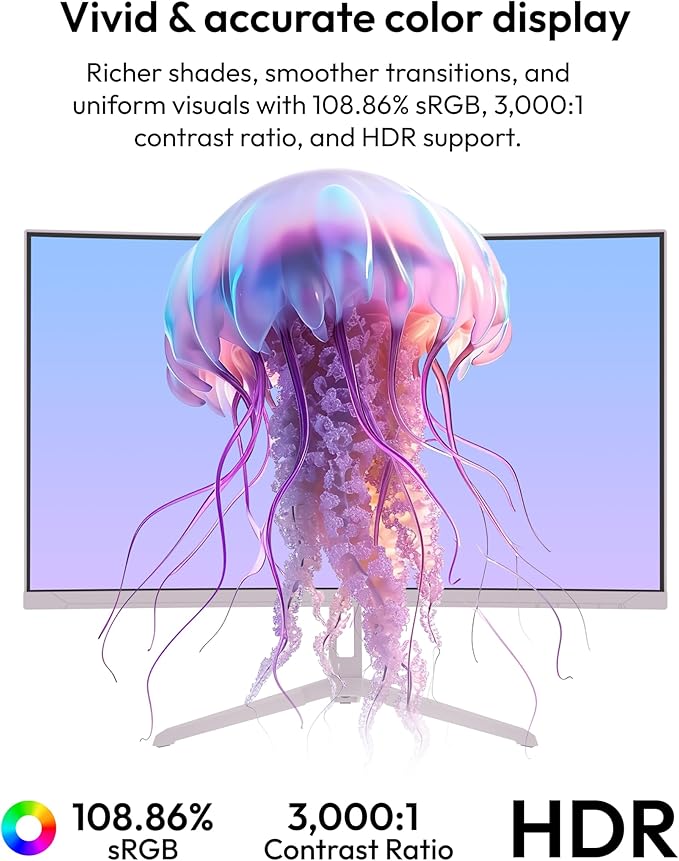 Pixio PXC248 Wave Pink 24 inch 200Hz Refresh Rate FHD 1080p Resolution 1500R Curve Fast VA Panel 1ms GTG Response Time Adaptive Sync HDR Curved Gaming Monitor