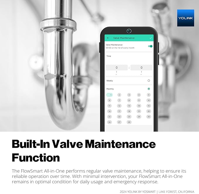 YoLink FlowSmart All-in-One: Smart Water Meter & Shutoff for 0.5'' Pipes, NSF Certified, Real-Time Leak Detection, App-Controlled, 10+ Year Battery, YoLink Hub Included – YS5018
