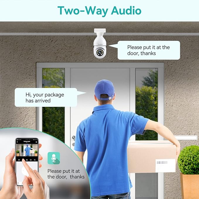 2K/3MP Light Bulb Security Camera, 5G& 2.4GHz WiFi 2 Pack Alexa Home 360° Wireless Security Camera Outdoor, Motion Tracking Detection Alarm,Color Night Vision