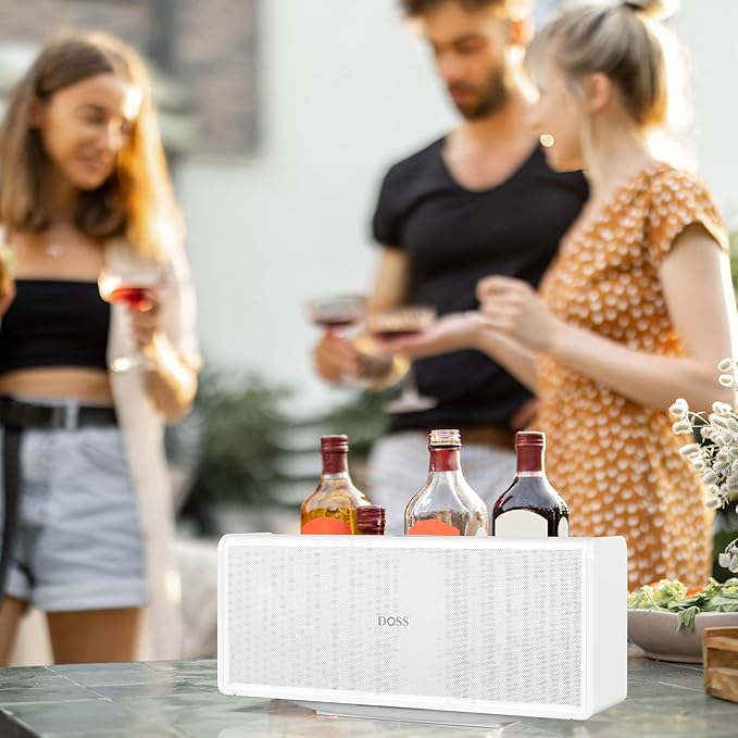 DOSS SoundBox Ultra Bluetooth Speaker with 2.1 Channel Audio, 80W Superior Sound with Deep Bass, Two DSP Technologies, 18H Playtime, BT 5.3, Wireless for Home, Office, Room-White