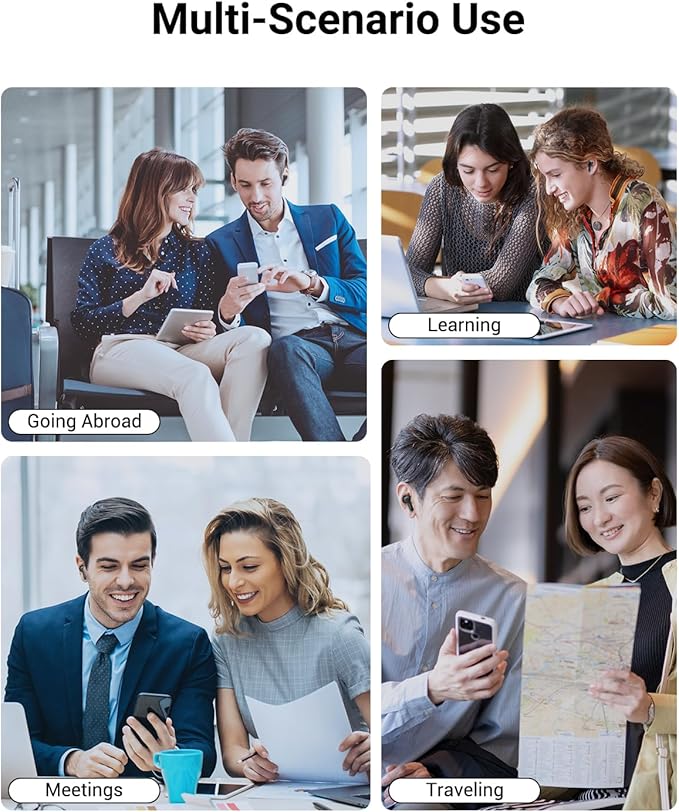 XUPURTLK Translation Earbuds Real Time for 144 Languages, AI Translator Earbuds for iPhone and Android, 3-in-1 Translation Headphones Translating Earbuds for Travel Business Learning