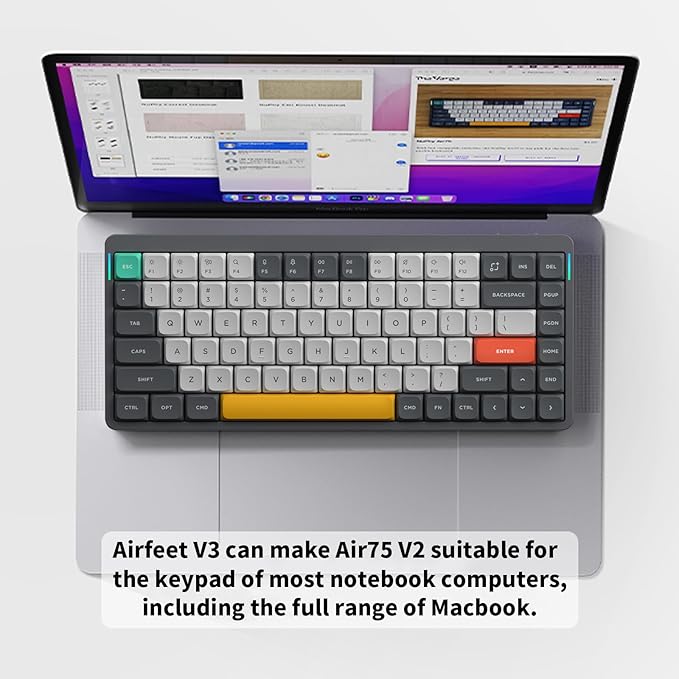 nuphy Air75 V2 Portable 75% Mechanical Keyboard,Wireless Keyboard,Supports Bluetooth/2.4G/USB-C RGB Gaming Keyboards,Compatible with Windows/Mac OS/Linux Systems Grey-Gateron Wisteria Switch