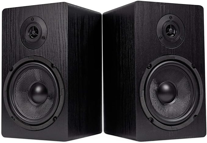 Rockville Pair RockShelf 64B V2 400W Black 6.5" Bookshelf Speakers, 4 Ohm, Kevlar Woofers, Silk Dome Tweeter, Wall-Mountable, for Home Theater and Music Enthusiasts