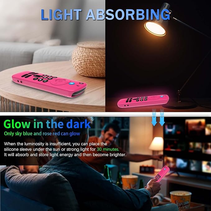 [3-Pack] Silicone Remote Cover for Fire TV Stick HD 2024 / FireTV Stick 4K 2023, Anti-Slip Shockproof Protective Case for Firetv Stick 4K & Firetv Stick HD with Lanyard (Black+Sky Blue+Rose Red)