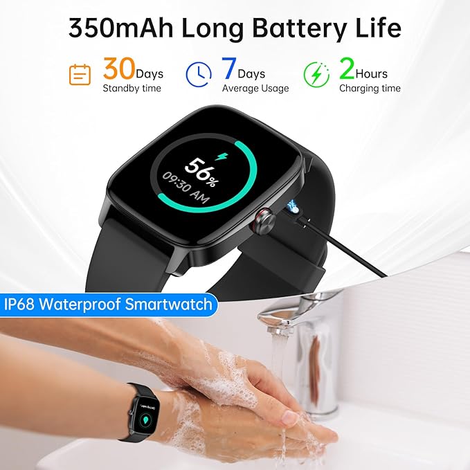 Smart Watches for Women Men with Bluetooth Call & AI Voice, 1.85" HD Fitness Tracker with Heart Rate SpO2 Sleep Monitor, 100+ Sports Modes Mini Games, IP68 Waterproof Smartwatch for Android iOS Phones