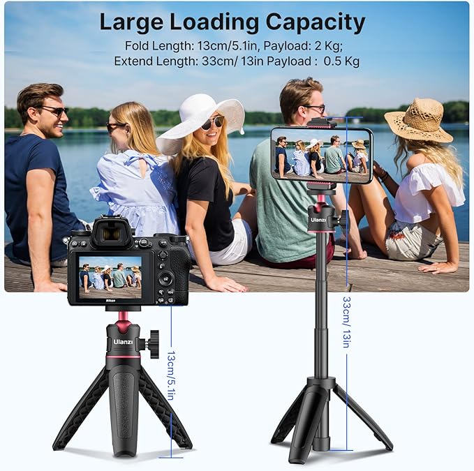 ULANZI MT-08 Extension Pole Tripod, Mini Selfie Stick Tripod Stand Handle Grip for Osmo Pocket3 Webcam iPhone 17 11 Pro Max Smartphone Canon G7X Mark III Sony ZV-1 RX100 VII A6400 A6600 Cams Vlogging