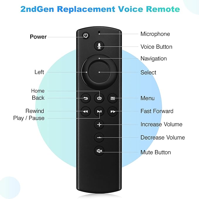 Vioce Remote Control Replacement for Fire Smart TV Stick - TV Stick (2nd Gen/4K/Lite/2020 Release), Not for Insignia/Toshiba/Pioneer Smart TV, for TV Cube(1st Gen and 2nd Gen)