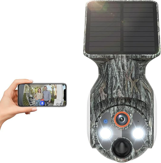 Solar-Powered 1080p WiFi Battery Camera, Security Cameras Wireless Outdoor for Home Surveillance, AI Human Detection, Color Night Vision, Cloud Storage (WiFi (Camo))