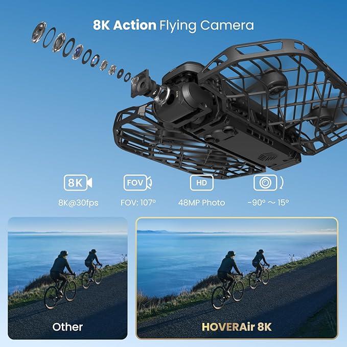 X1 PROMAX 8K Action Flying Camera, Foldable Drone with Camera with 42 KM/H Follow Speed, 10+ Fully Automatic Flight Modes, Fly Anywhere with OmniTerrain, SmoothCapture 2.0(Cycling Combo)