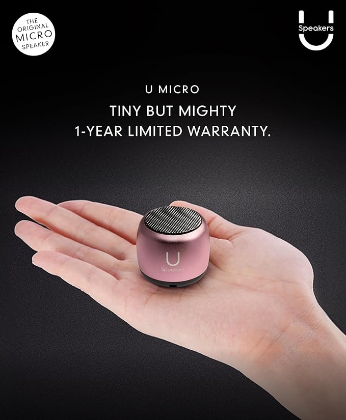 Fashionit U Micro Bluetooth Speaker | Coin-Sized Speakers Bluetooth Wireless with Built-in Mic & Remote Shutter | Portable Rich Sound for Travel, Shower, Beach | Pink
