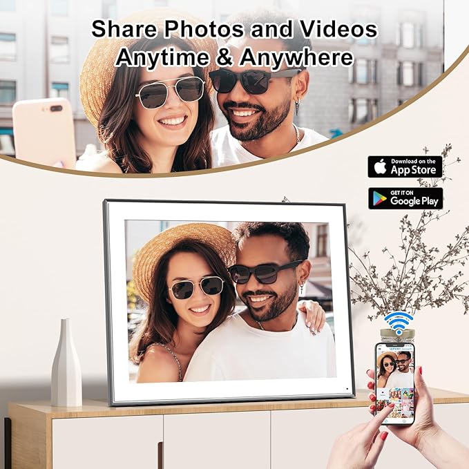 Large Digital Photo Frame 16.2"-Digital-Picture-Frame - 32GB Dual-WiFi Digital Frame, No Touch Screen, Slideshow, Load Photo Video from Phone via APP Email, Free Cloud Storage, Gift for Mom Dad