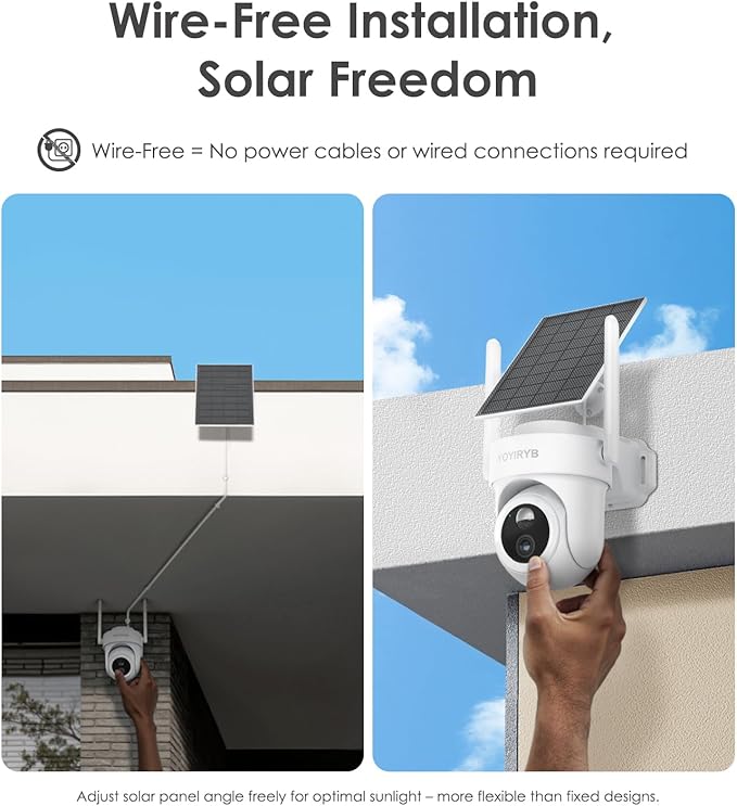 Security Cameras Wireless Outdoor, No Subscription, 4K Solar-Powered Home Security Cameras System with 360° Pan & Tilt, Color Night Vision, Auto Tracking, Easy Setup, 5G & 2.4G WiFi, 2 Cam-Kit