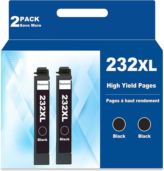 Remanufactured 232XL Ink Cartridge Replacement for 232XL 232 XL T232XL Black for XP-4200 XP-4205 WF-2930 WF-2950 Printer (2Pack, 2 Black)