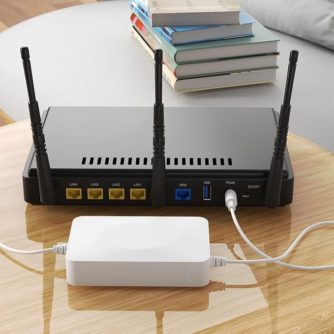 UPS Battery Backup 15000mAh, Home DC 12V/2A Router Uninterruptible Power Supply for LED Light Strip, CCTV Camera, Router and More, UPS Battery Backup & Surge Protector with Multiple DC interfaces