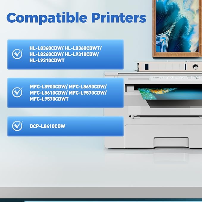 TN436 TN 436 Toner (with Chip) Compatible for Brother TN436 Toner TN436BK TN433 TN431 Work for Brother MFC-L8900CDW HL-L8360CDW HL-L8260CDW Toner Cartridge MFC-L8610CDW MFC-L8690CDW Printer, 4-Color