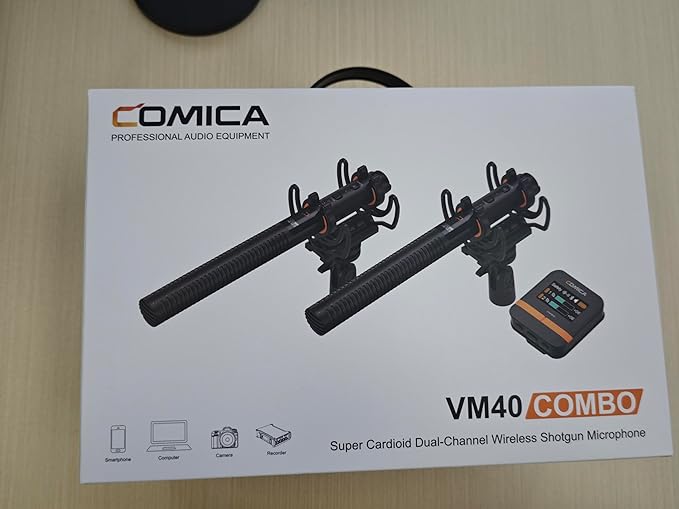 COMICA VM40 Combo Dual-Channel Wireless Shotgun Microphone, Professional Super Cardioid Video Mic, 32GB Storage, Safety Mode, Audio APP, Wireless Camera Mic for Filmmaking, Vlog, YouTube