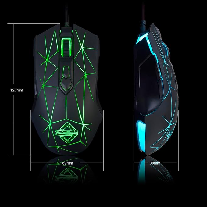 FIRSTBLOOD ONLY GAME. AJ52 Watcher RGB Gaming Mouse, Programmable 7 Buttons, Ergonomic LED Backlit USB Gamer Mice Computer Laptop PC, for Windows Mac OS Linux, Star Black
