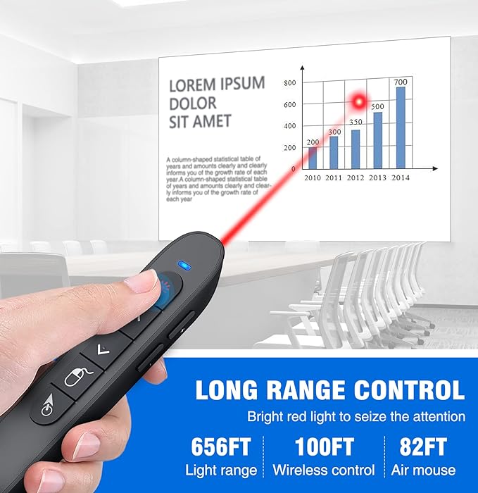 DINOSTRIKE Pointer Clicker for Presentation with Case, Air Mouse Wireless Presenter Remote Control Powerpoint Clicker Storage Organizer Proective Bag