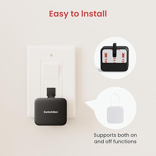 SwitchBot Smart Switch Button Pusher - Bluetooth Fingerbot for Rocker Switch/One-Way Button, Automatic Light Switch, Timer and APP Control, Works with Alexa When Paired with SwitchBot Hub (Black)