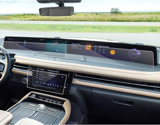 SXCY 5PCS for 2025 Lincoln Navigator Screen Protector [Tempered Glass, GPS]+[Nano, Front Display Apart] for Lincoln Navigator Accessories 2025 Navigator Display Screen