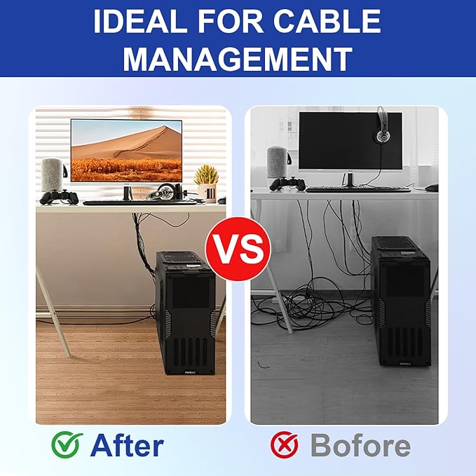 100PCS Reusable Cable Ties, 6 Inches Adjustable Hook and Loop Cord Straps, Multi Purpose Cable Management Wire Ties for Home, Office & Data Centers Black