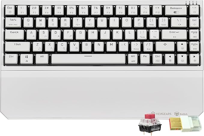 Hexgears X1 Pro Wireless Mechanica Keyboard, Hot-swappable Linear Switch Gaming Keyboard Bluetooth/2.4G/USB-C Mini Compact with Wrist Rest - White
