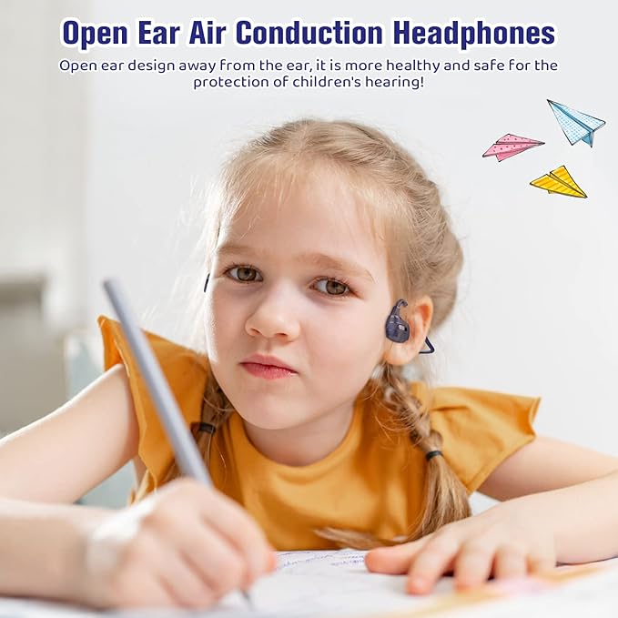 BANIGIPA Kids Headphones, Open Ear Headphones Comfortable for Teens Child Boys Girls, Wireless Bluetooth 5.4 Headset w/Mic for School/Tablet/Travel, 13g Ultra-Light, Protect Hearing, 10H Playtime