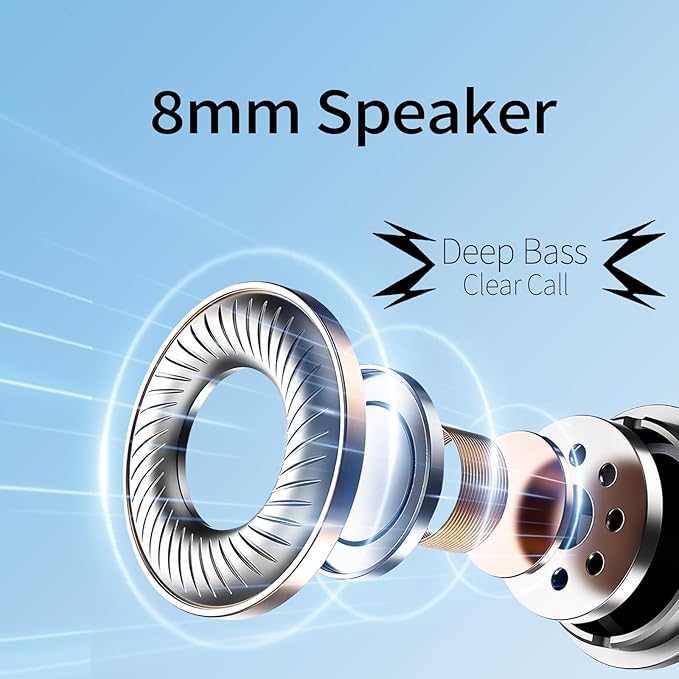 Wireless Earbuds in-Ear Headphones Bluetooth 5.3 with Built-in Mics Deep Bass Clear Call Ultralight Headsets Up to 60H Play Time for Studying Workout Gaming Blue