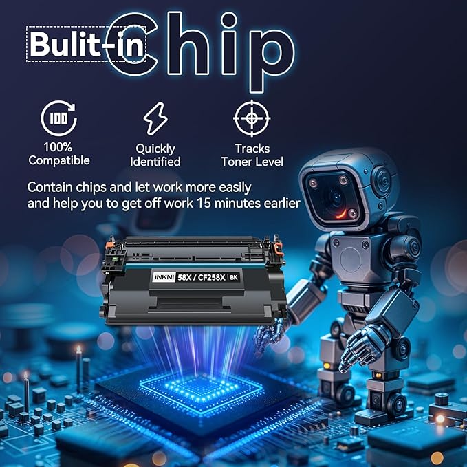 InkNI CF258X 58X Toner Cartridge (with Chip) Compatible Replacement for HP 58X CF258X 58A CF258A for Laserjet MFP M428fdw M428fdn M428dw M404 M428 Pro M404n M404dn M404dw Printer(2 Pack)