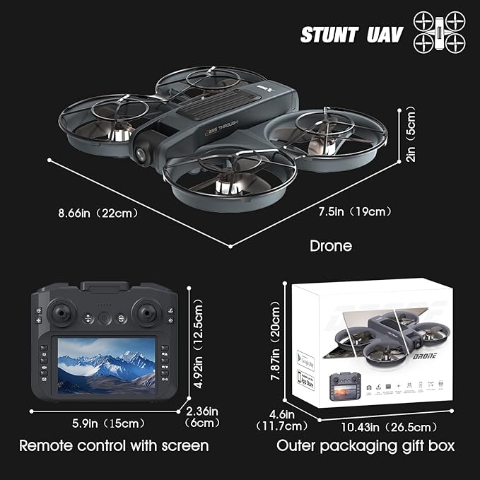 4.5-Inch Screen Remote Control Drone with Dual Cameras | Brushless Motor, 40-Min Flight, Foldable Quadcopter, Optical Flow Positioning, Wind Resistance