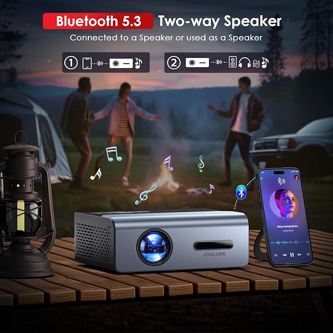 [Electric Focus] Projector with Wifi and Bluetooth, 22000L Auto Keystone Outdoor Projector 4K Support, JOWLURK Native 1080p Movie Projector for iOS/Android/TV Stick/HDMI/USB/Laptop/PS5