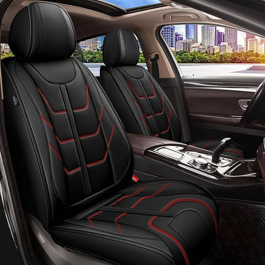 TTX LIGHTING Car Seat Covers 2 Front Seats Fit for Kia Sportage 2009-2026 Waterproof Leather Seat Covers Automotive Seat Cushion Seat Protectors with Airbag Compatible (Black&Red Line)
