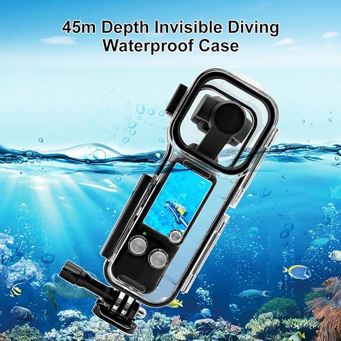 PULUZ 45M/147FT Diving Case for DJI Osmo Pocket 3 Underwater Waterproof Case Housing Shell for Osmo Pocket 3 Action Camera Protective Cover Accessories for Diving Surfing Swimming Skiing