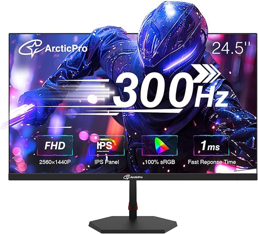 24.5 inch 300Hz 240Hz Gaming Monitor, FHD 1080p, 1ms, PC Monitor Gaming, IPS, Adaptive sync, PC Monitor, NTSC 85%, sRGB 120%, Ultra Slim, DP x2, HDMI x2, VESA, with DP Cable up to 300Hz