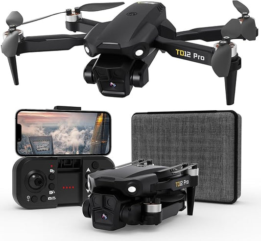 TD12Pro Drone with 1080P HD Camera, Brushless Motor, Optical Flow Positioning, Level 3 Wind Resistance, 3 Speed Modes, Drones for Adults Beginners, Outdoor Photography Foldable RC Quadcopter