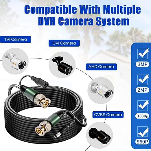 2 Pack 150ft bnc Video Power Cable, All-in-One Siamese Video and Power Security Camera CableSecurity Camera Cable Wire Cord for CCTV dvr Surveillance System