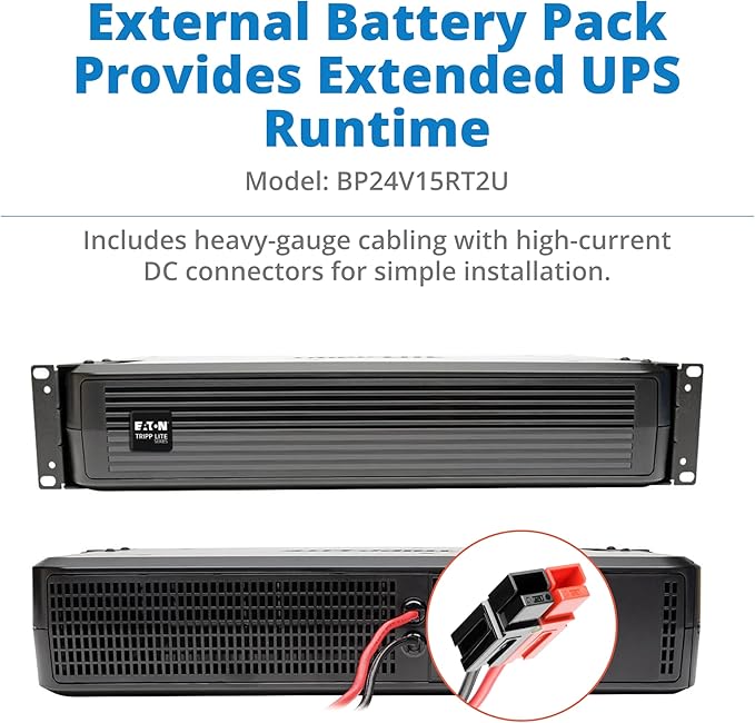 Tripp Lite SMART1500LCDXL 1500VA Rack Mount UPS Battery Backup with Expandable Run Time Option, 900W, 8 Outlets, Short Depth, 2U Rackmount UPS, AVR, LCD Screen