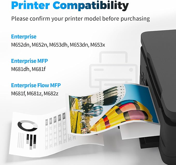 655A Toner Cartridges 4 Pack Replacement for HP 655A CF450A CF451A CF452A CF453A Compatible with HP Color LaserJet Enterprise M652dn M652n M653dh M653dn M653x M681f M681z M682z M681dh (B,C,M,Y)