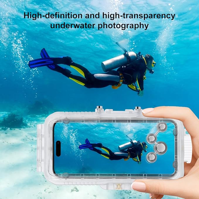 Waterproof Smartphone Case for iPhone 16 Pro Diving Case, Snorkeling Photography Cellphone Cover 130FT/40M Operated Underwater Photo Video Housing