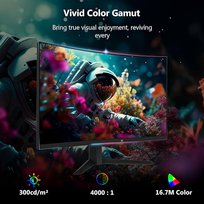 Z-Edge 27 inch Curved Gaming Monitor, FHD 1080P 300Hz 280Hz 240Hz Curved Monitor 1500R Computer Monitor, MPRT 1ms Monitor, 16.7M Colors, UG27S 2X DP 1.4 Ports and 2X HDMI 2.0 Ports