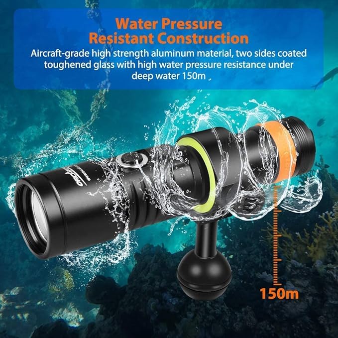 ORCATORCH D530V 395nm Fluorescent Dive Light for Scuba, 2 Modes, 120° Wide Beam Blacklight for Underwater Photography, Coral Detection & Resin Curing