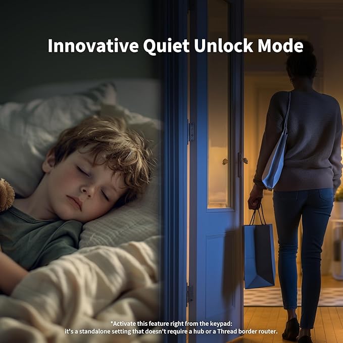 Aqara Smart Lock U200 (Fingerprint Keypad Included), Matter Over Thread, Keyless Entry Door Lock with Apple Home Key and Rechargeable Battery, Supports Apple Home, Alexa and SmartThings, Silver