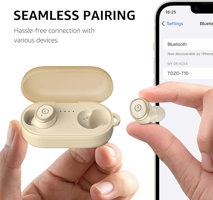 TOZO T10 Wireless Earbuds Bluetooth 5.3 Headphones, App Customize EQ, Ergonomic Design, 55H Playtime, Wireless Charging Case, IPX8 Waterproof Sound in-Ear Headset, 2025 New Version
