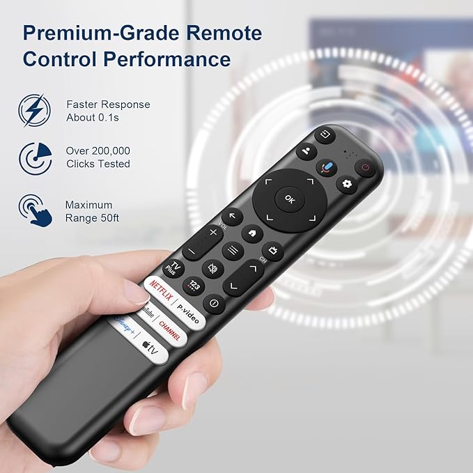 Voice Replacement Only for TCL Google TV Remote Control, RC813 Remote Compatible with TCL QM8/QM7/S5/S4/S3/Q7/Q6/Q5 4K UHD HDR LED QLED QD-Mini LED Full-HD Smart TVs (Not for Fire&Roku TVs)