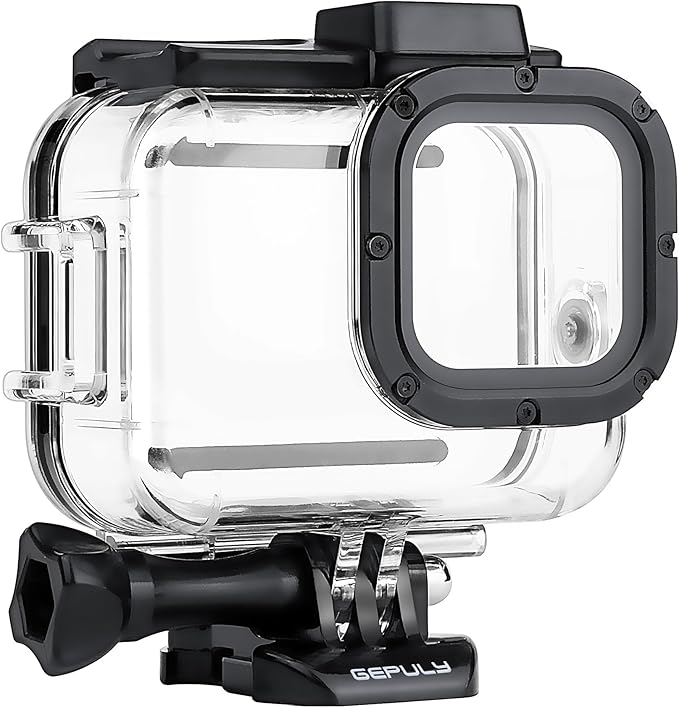 60M/196FT Waterproof Housing Case for GoPro Hero 8 Black, Dual Cold Shoe Slots Protective Underwater Diving Housing Shell for GoPro Hero 8 Black Action Camera